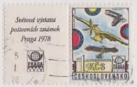 (1977-044) Марка + купон Чехословакия "Моноплан"    Международная выставка марок Прага. История авиа