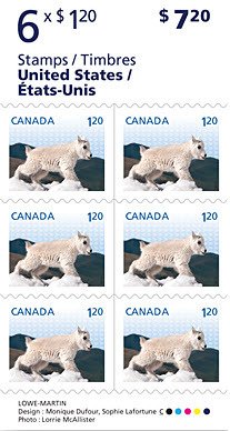 (№2014-3089) Лист марок Канада 2014 год &quot;Горный козел Oreamnos americanus&quot;, Гашеный