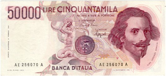  Банкнота Италия 1990 год 50 000     UNC