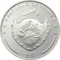 (№2007km122) Монета Палау 2007 год 5 Dollars (Феррари 60-Летний Юбилей, F2007 Была)