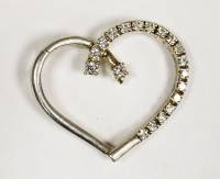 Подвеска "Сердечко", серебро 925, фианиты (состояние на фото)