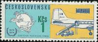 (1974-049) Марка Чехословакия "Почтовый самолет" ,  III O