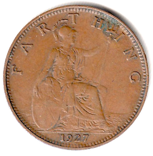 (1927) Монета Великобритания 1927 год 1 фартинг &quot;Георг V&quot;  Бронза  XF