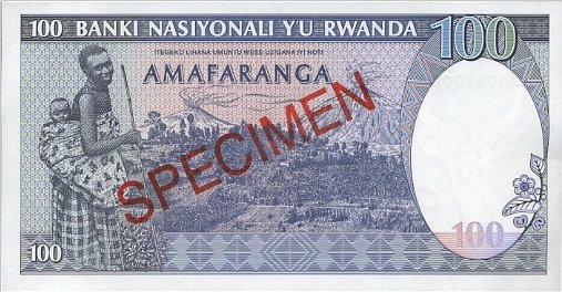 () Банкнота Руанда 1989 год 100  &quot;&quot;   UNC