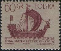(1963-019) Марка Польша "Когг"   Парусные суда II Θ