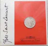 (2000) Монета Франция 2000 год 5 франков "Ив Сен-Лоран"  Буклет Серебро Ag 900  UNC
