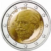 (019) Монета Греция 2019 год 2 евро "Андреас Калвос"  Биметалл  PROOF