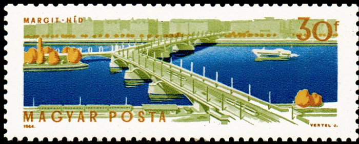 (1964-085) Марка Венгрия &quot;Мост Маргарет&quot;    Мосты через Дунай в Будапеште II Θ