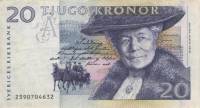 (1991-1995) Банкнота Швеция 1992 год 20 крон "Сельма Лагерлёф"   UNC