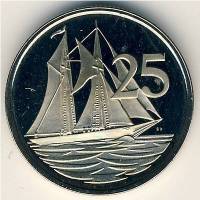 (№1972km4) Монета Каймановы острова 1972 год 25 Cents (Двух Мачтовый Каймановы Шхуна)