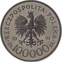 () Монета Польша 1991 год 100000  ""    AU