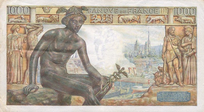 (№1942P-102a.2) Банкнота Франция 1942 год &quot;1,000 Francs&quot;