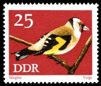 (1973-024) Марка Германия (ГДР) "Черноголовый щегол"    Птицы III Θ