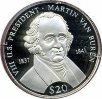 (№2000km876) Монета Либерия 2000 год 20 Dollars (8-й президент США Мартин Ван Бюрен)