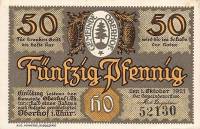 (№1921) Банкнота Германия 1921 год "50 Pfennig"