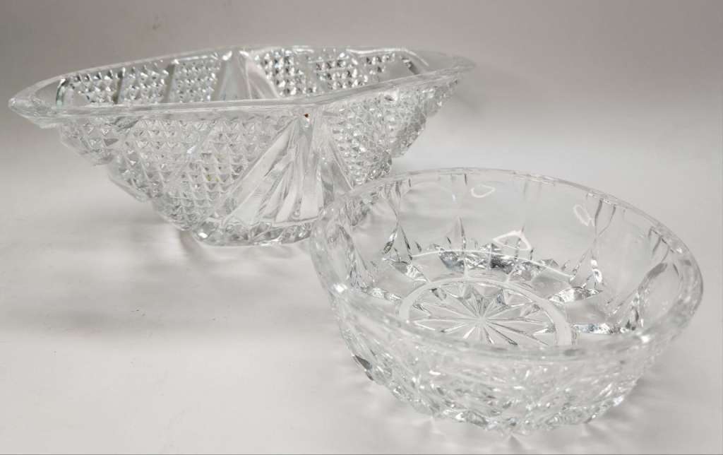 Салатники хрусталь 2 шт ладья и круглый