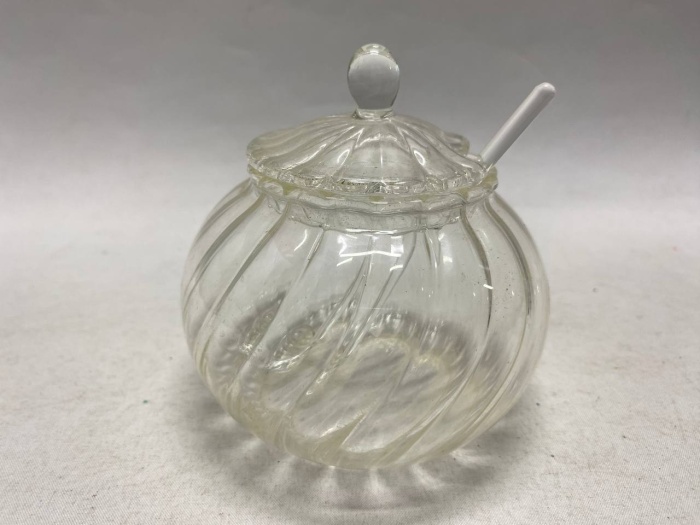 Сахарница стекло с ложкой