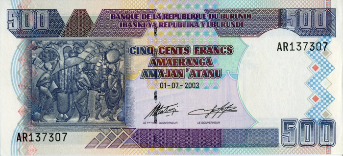 (2003) Банкнота Бурунди 2003 год 500 франков &quot;Здание Национального банка&quot;   UNC