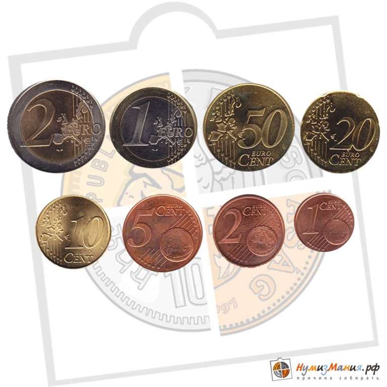 (2002) Набор монет Евро Ирландия 2002 год   UNC