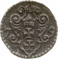 (№1579) Монета Польша 1579 год 1 Denar