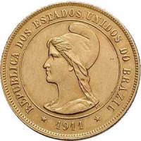 (№1889km496) Монета Бразилия 1889 год 10,000 Reacute;is