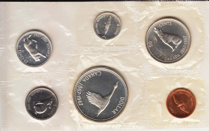 (1967, 6 м) Набор монет Канада 1967 год &quot;100 лет Конфидерации Канадских провинций&quot; UNC