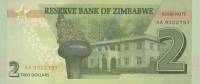(,) Банкнота Зимбабве 2016 год 2 доллара "Балансирующие скалы"   UNC