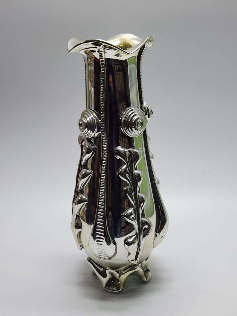 Ваза стекло гутная техника серебрение 36 см