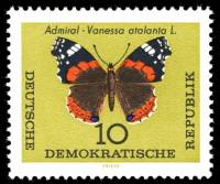 (1964-001) Марка Германия (ГДР) "Красный Адмирал "    Бабочки III Θ