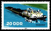 (1981-089) Марка Германия (ГДР) "Баржа"    Речное судоходство III Θ