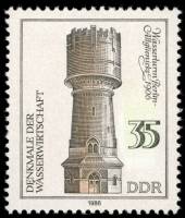 (1986-002) Марка Германия (ГДР) "Водонапорная башня, Берлин (1906)"    Водоснабжение III O