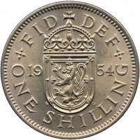(1954) Монета Великобритания 1954 год 1 шиллинг "Елизавета II"  Шотландский герб Медь-Никель  UNC