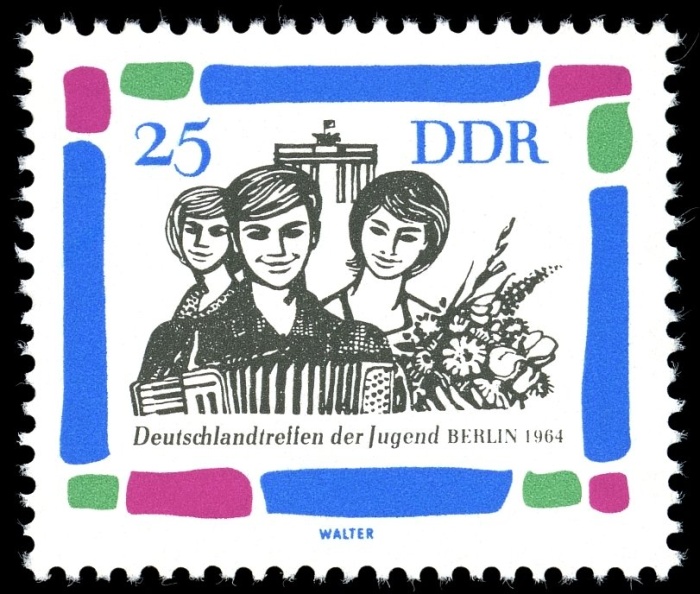 (1964-022) Марка Германия (ГДР) "Молодежь (3)"    Встречи молодежи III O