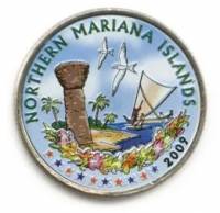 (056p) Монета США 2009 год 25 центов "Северные Марианские острова"  Вариант №1 Медь-Никель  COLOR. Ц