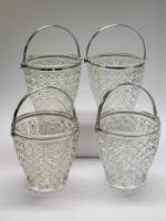 Ваза конфетница ведерко стекло СССР с металлической ручкой набор 4 штуки