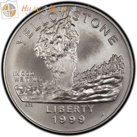 (1999p) Монета США 1999 год 1 доллар   175 летие национального парка Йеллоустоун Серебро Ag 900  UNC