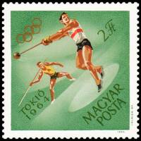 (1964-052) Марка Венгрия "Метание молота"    Летние Олимпийские игры 1964, Токио II Θ