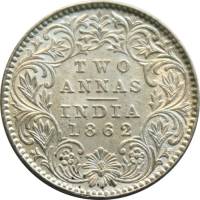 (№1862km469) Монета Индия 1862 год 2 Annas