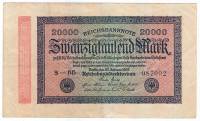 (1923) Банкнота Германия 1923 год 20 000 марок  2-й выпуск  UNC