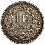 () Монета Швейцария 1850 год 1  ""   Биметалл (Серебро - Ниобиум)  UNC