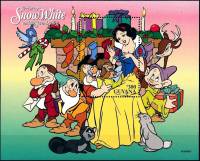 (№1996-523) Блок марок Гайана 1996 год "Белоснежка смотрит на белку в коробке", Гашеный