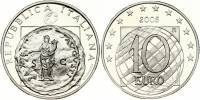 2005 Монета Италия 10 евро Мир и свобода в Европе  Серебро Ag 925  PROOF Коробка Сертификат