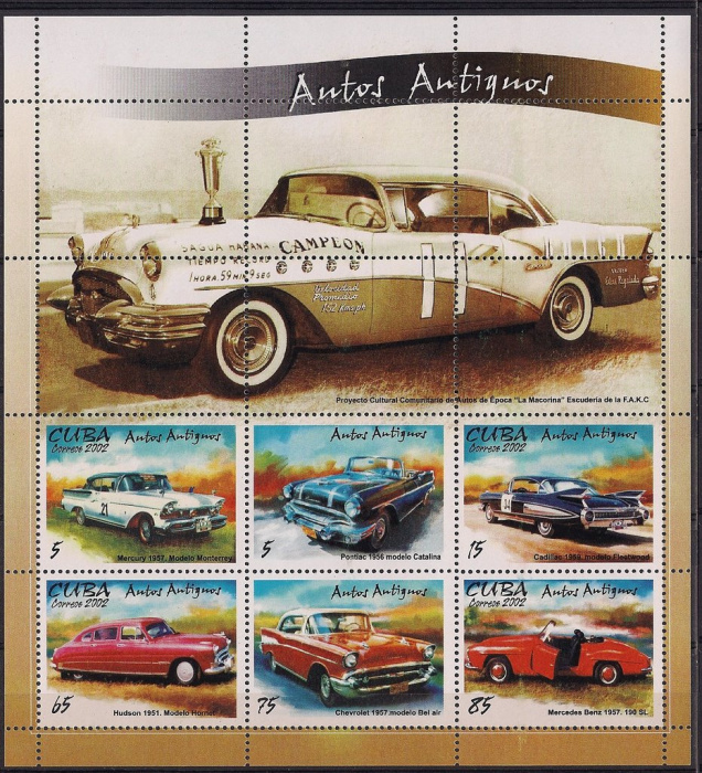 (№176) Блок марок Куба 2002 год &quot;Старый Automoviles&quot;, Гашеный