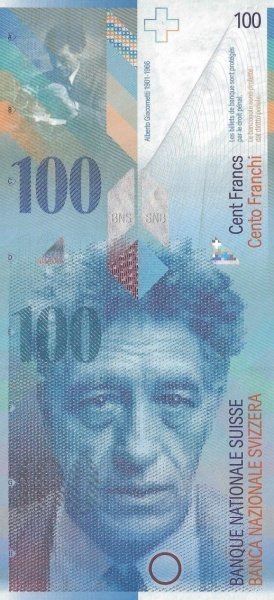 (,) Банкнота Швейцария 2000 год 100 франков &quot;Альберто Джакометти&quot;   UNC