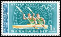 (1968-060) Марка Венгрия "Каяк двойка"    Летние ОИ 1968, Мехико III Θ