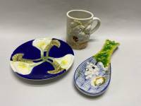 Набор керамики 3 предмета Кружка тарелка  подставка под ложку