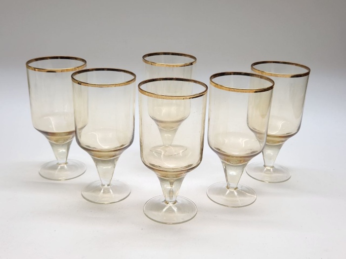 Бокалы 6 штук цветной хрусталь позолота СССР