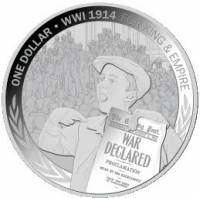 (№2014) Монета Новая Зеландия 2014 год 1 Dollar (Объявление войны)