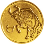 (021 спмд) Монета Россия 2003 год 25 рублей "Телец"  Золото Au 999  UNC