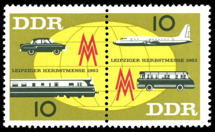 (1963-043) Лист (2 м) Германия (ГДР) &quot;Транспорт&quot;    Ярмарка, Лейпциг II Θ